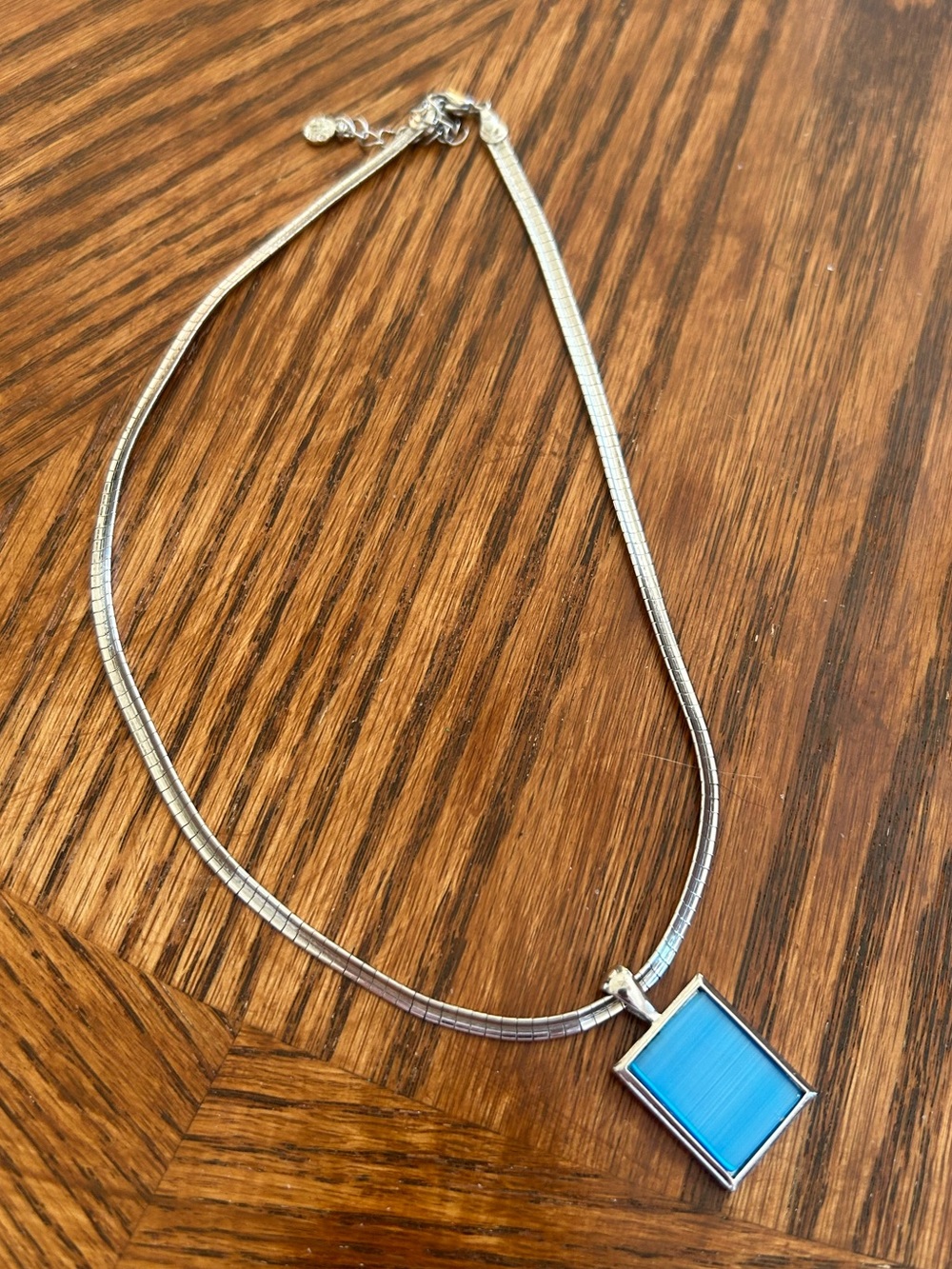 Butler Silver Tone Blue Glass Pendant Necklace